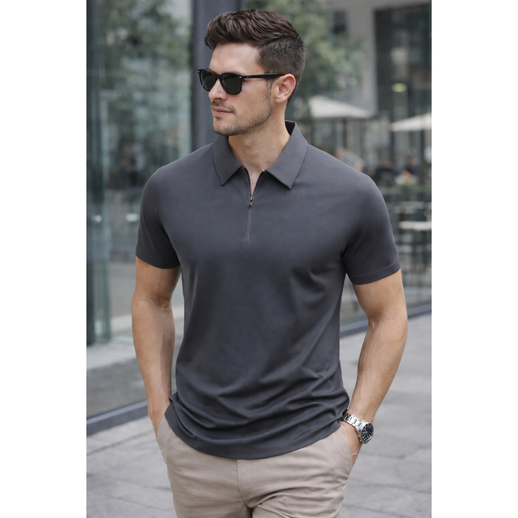 Camisa Polo Masculina Poliamida Premium Luxo Elegante em Oferta na Shopee