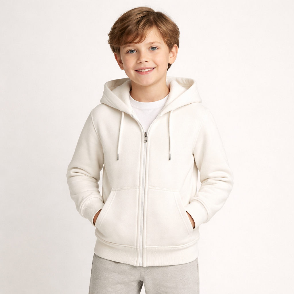 Blusa Moletom Infantil Liso com Ziper Bolso Capuz Blusa Casaco Quentinho Menina Menino