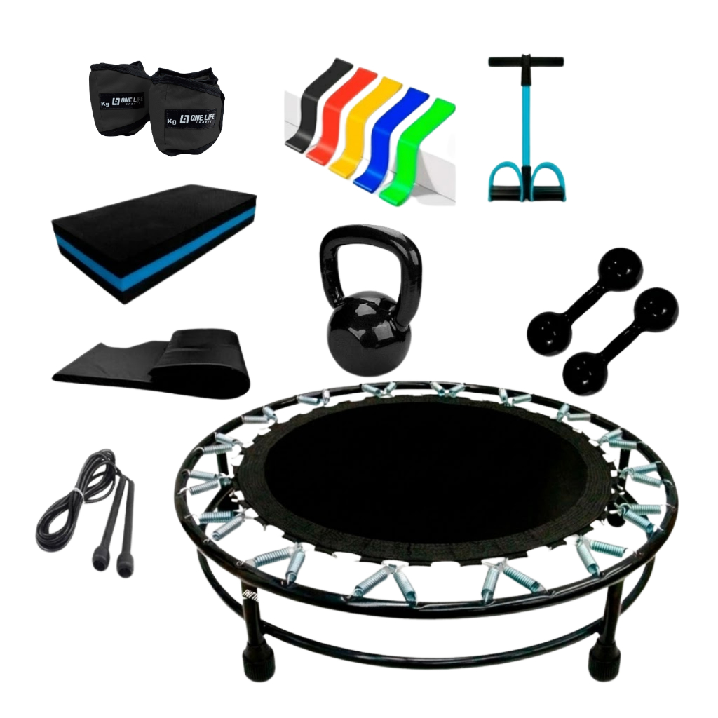 Kit Jump Mini Jump + Step + Halter 2kg + Caneleira 3kg | Exercício Funcional em Casa