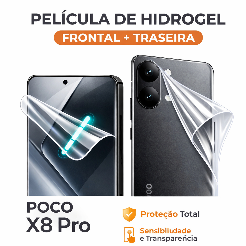 Kit Película Para a Tela e Traseira do Xiaomi Poco X8 Pro - Hidrogel HD
