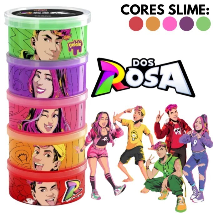 Slime Gelelé Torre 330g Dos Rosa Youtubers 5 Cores