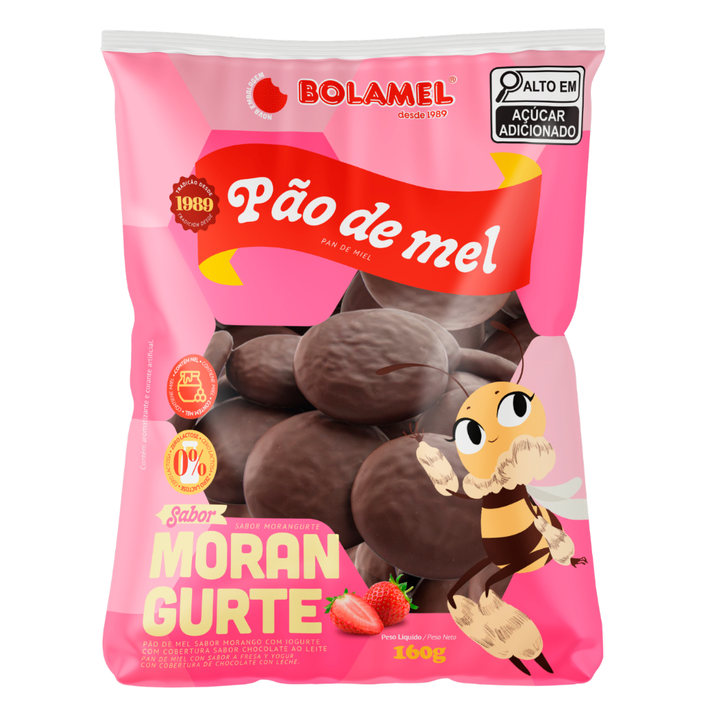 Kit com 2 Pão de Mel sabor Morangurte 160g