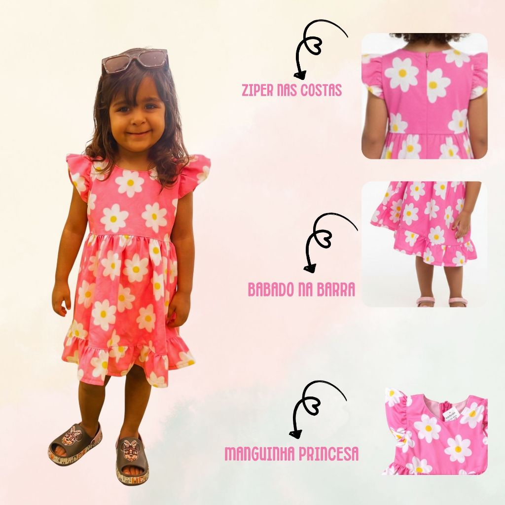 VESTIDO INFANTIL MENINA FESTA LUXO ESTAMPADO | TECIDO LEVE - ESTAMPA NÃO DESBOTA