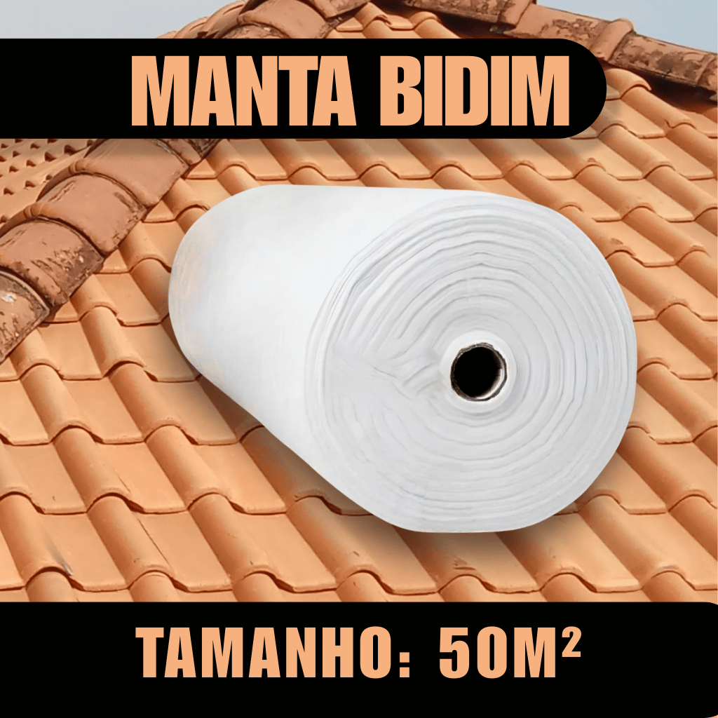 Manta Bidim VP50 50m² Estrutura Técnica de Reforço para Impermeabilizar Cobertura Exposta Resistente