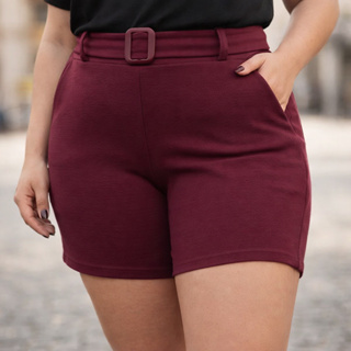 Short Plus Size Liso Malha Crepe em Oferta na Shopee