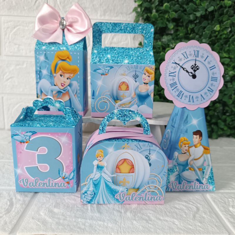 KIT FESTA CAIXINHAS PERSONALIZADAS CINDERELA/ PRINCESAS DISNEY/ LEMBRANCINHAS PARA FESTA