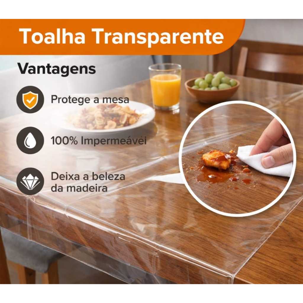 Toalha de Mesa Transparente Impermeável Aprova Dágua plástico espessura 010