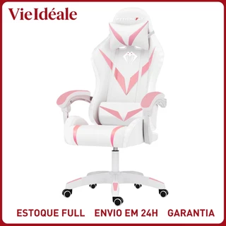 Cadeira Gamer Reclinável RGB LED com Controle, Ergonômica, Giratória, Suporta 150kg, Estofado PU Rec