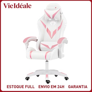 Cadeira Gamer Reclinável RGB LED com Controle, Ergonômica, Giratória, Suporta 150kg, Estofado PU Reclinável Estofado