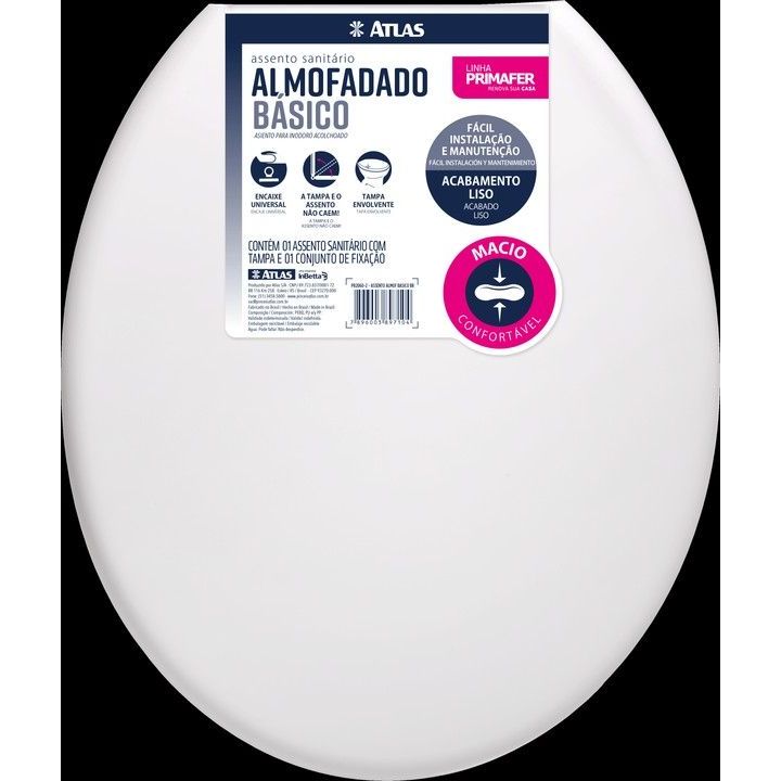 ASSENTO SANITARIO ALMOFADADO OVAL BRANCO ATLAS
