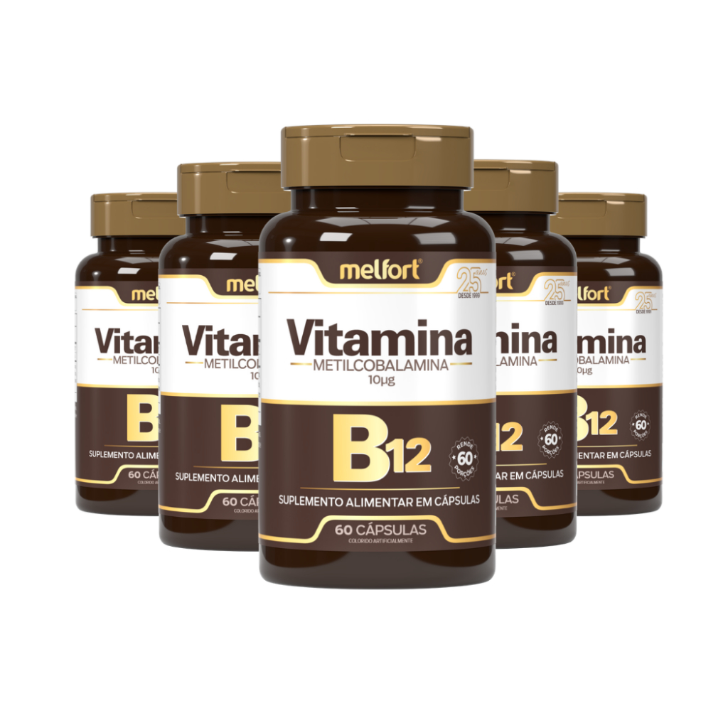 Kit 5x Vitamina B12 Metilcobalamina (60 cápsulas) - Melfort