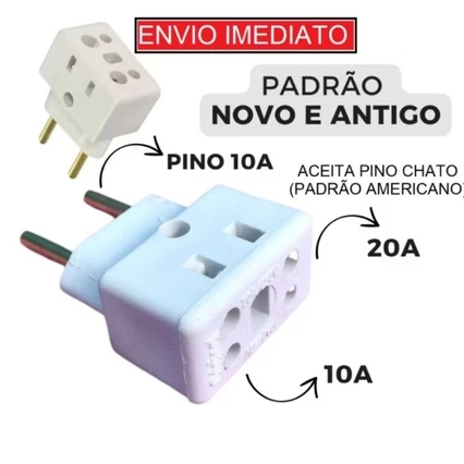 Bejamin Adaptador de tomada BOB ESPONJA Bivolt universal 10A e 20 A PINO em Oferta na Shopee