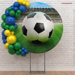 Capa Painel Redondo Futebol Decoração Copa C/Elástico Em Tecido Sublimado