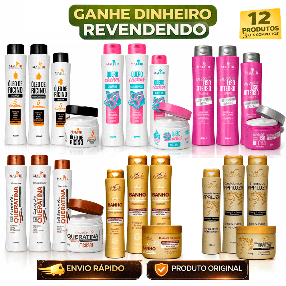 Kit Revenda 12 Produtos Belkit Mahair Shampoo Condicionador Máscara Creme