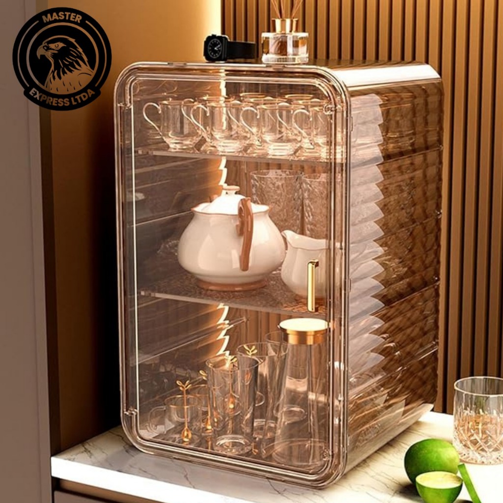 Organizador Multiuso com Porta – Estilosa Premium Transparente Âmbar