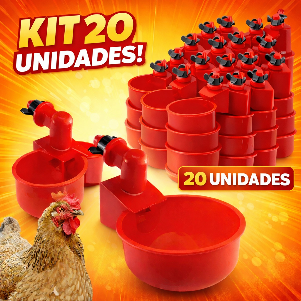 Kit 20 Unidades Bebedouros Automáticos Aves Galinhas Codornas