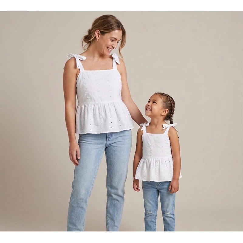 kit tal mãe tal filha blusa em lese peplum com amarração