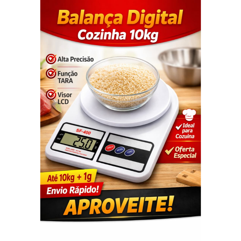 Balança Digital de Cozinha 10kg