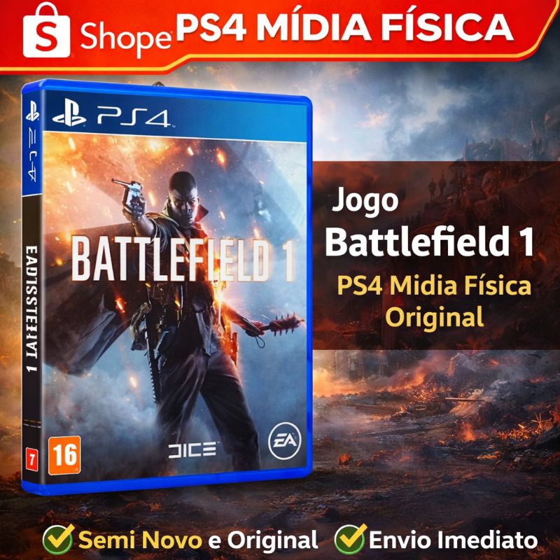 Battlefield 1 PS4 Mídia Física Original Semi Novo Jogo PS4