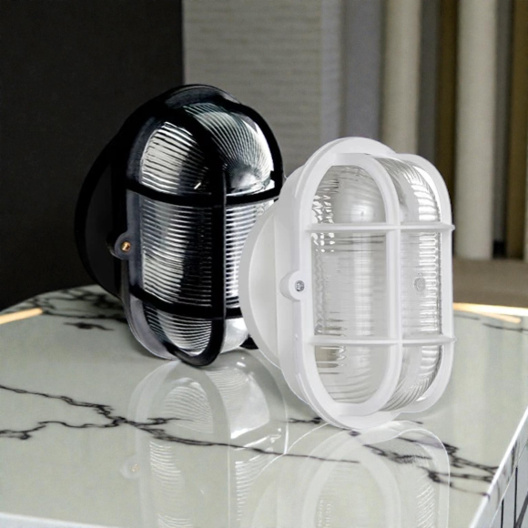 Arandela Tartaruga Oval LED E27 IP65 – Preta – Luminária Externa Parede Bivolt Rei Lux