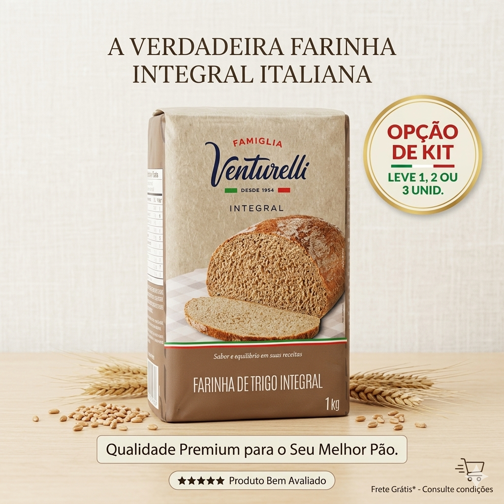 Farinha de Trigo Integral Famiglia Venturelli 1kg - Qualidade Premium (Escolha seu Kit) em Oferta na Shopee