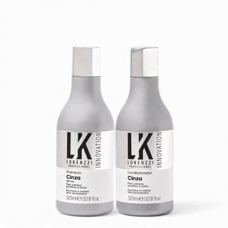 Kit Lokenzzi Cinza Shampoo e Condicionador Matizador Cabelos Grisalhos 320ml Anti Amarelado Profissional  Cabelos Branco