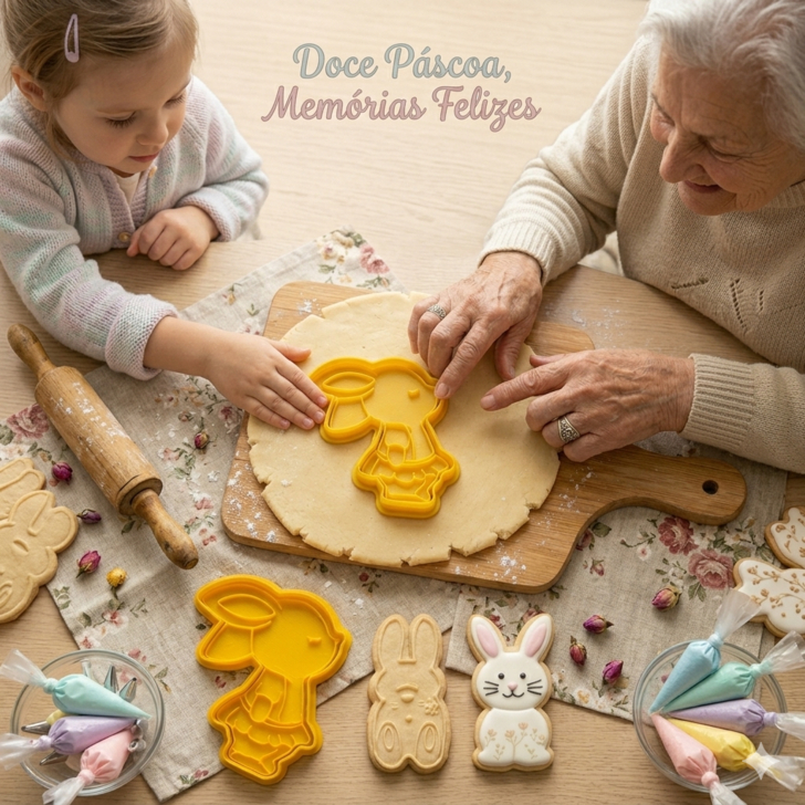 Kit Cortador de Biscoito Páscoa 5 Peças + BRINDE (mini cortador a sua escolha) Enfeite Decoração