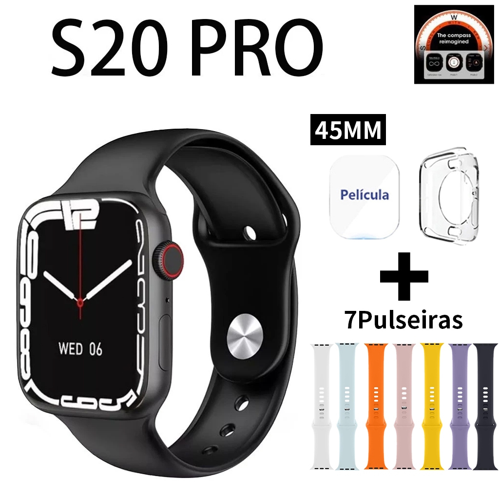 2026 Novo Smartwatch Watch S20 PRO Série 10 Super Amoled Prova D'Água Lançamento 45 mm