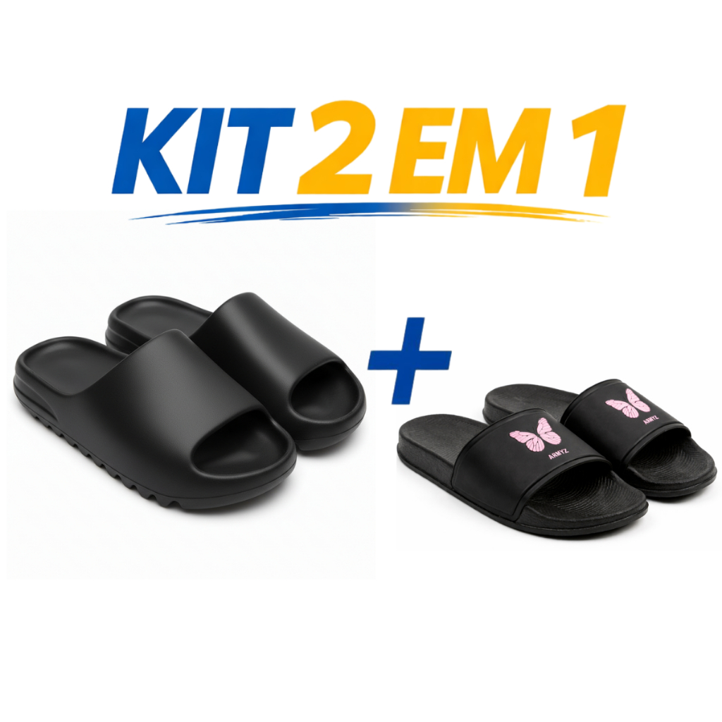 Chinelo Sandalia Slide Nuvem Feminino Confortavel Antiderrapante+Chinelo Slide Leve Anatomico Macio