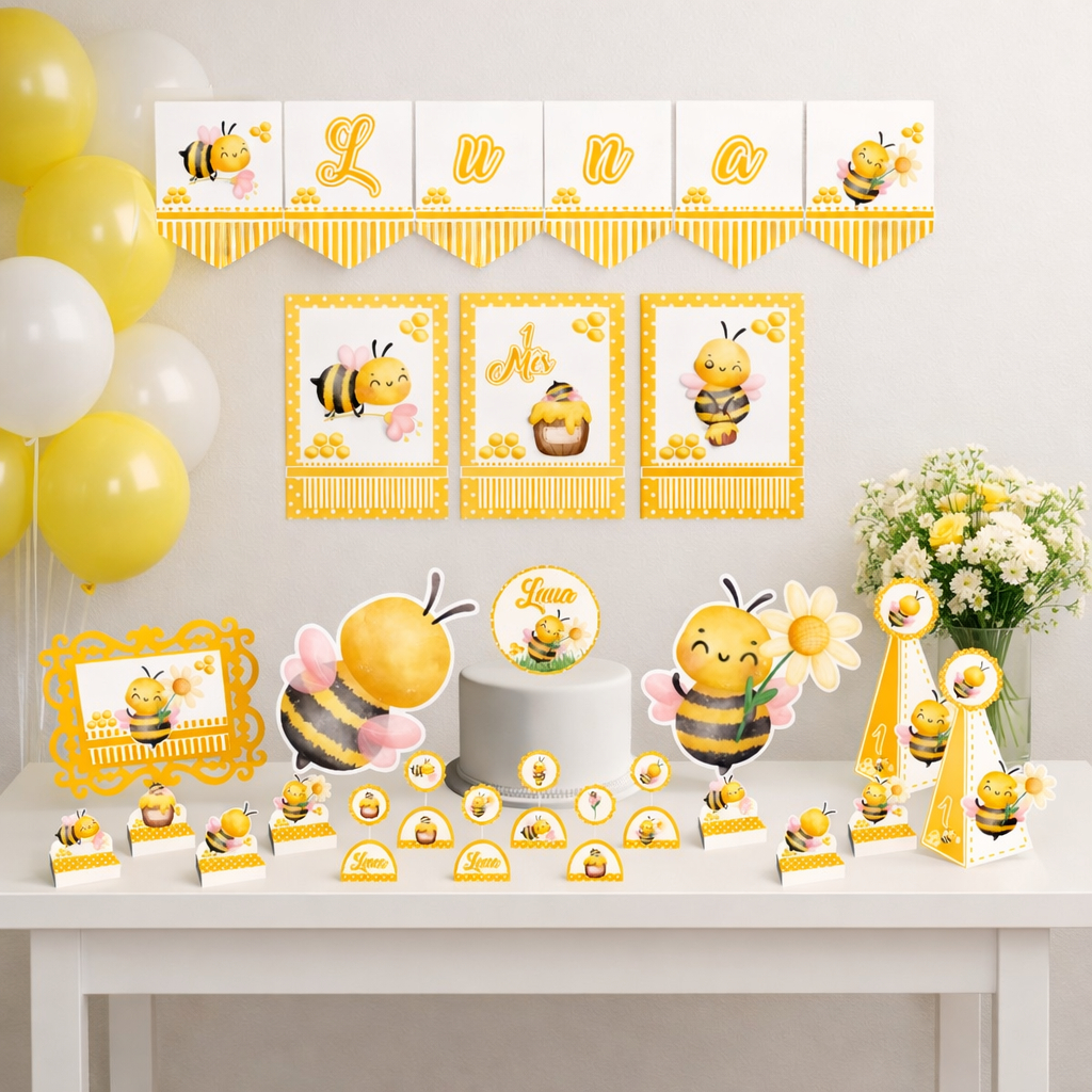 Kit festa Abelhinha  Abelha  Personalizado Bolinho Aniversário Lembrancinhas