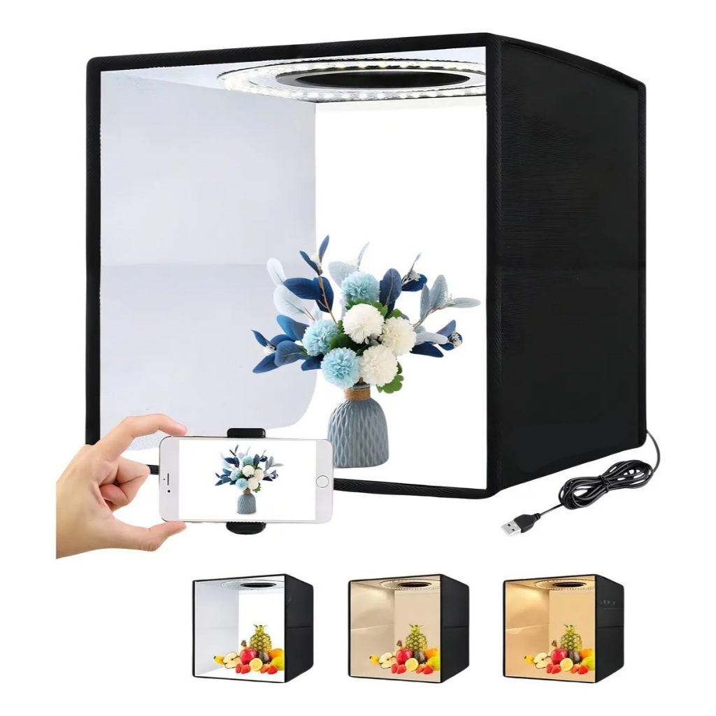 VEDO Mini Estudio Cabine Fotografica Foto 25*25 Kit Iluminação Softbox