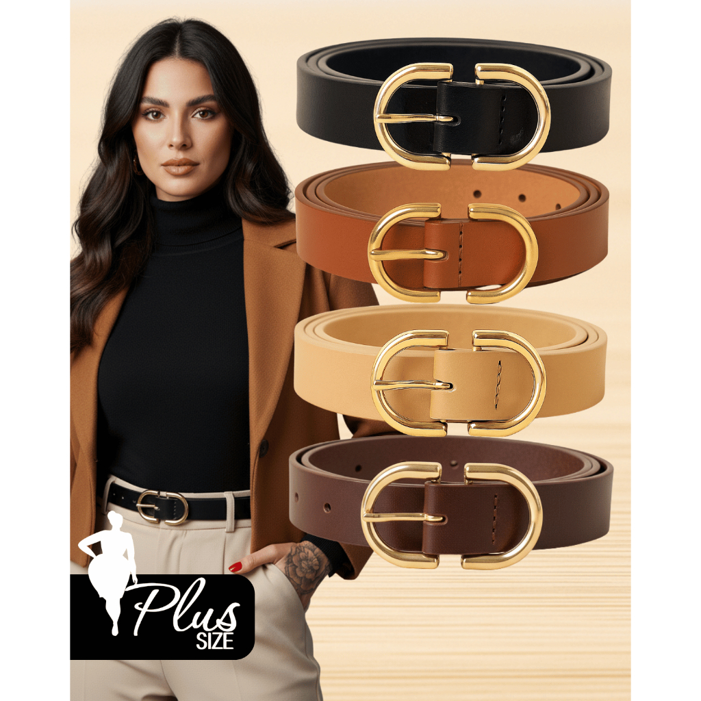 Kit Cintos Feminino Elegante Social Alfaiataria Casual Sofisticado Couro Sintetico Chique Lola