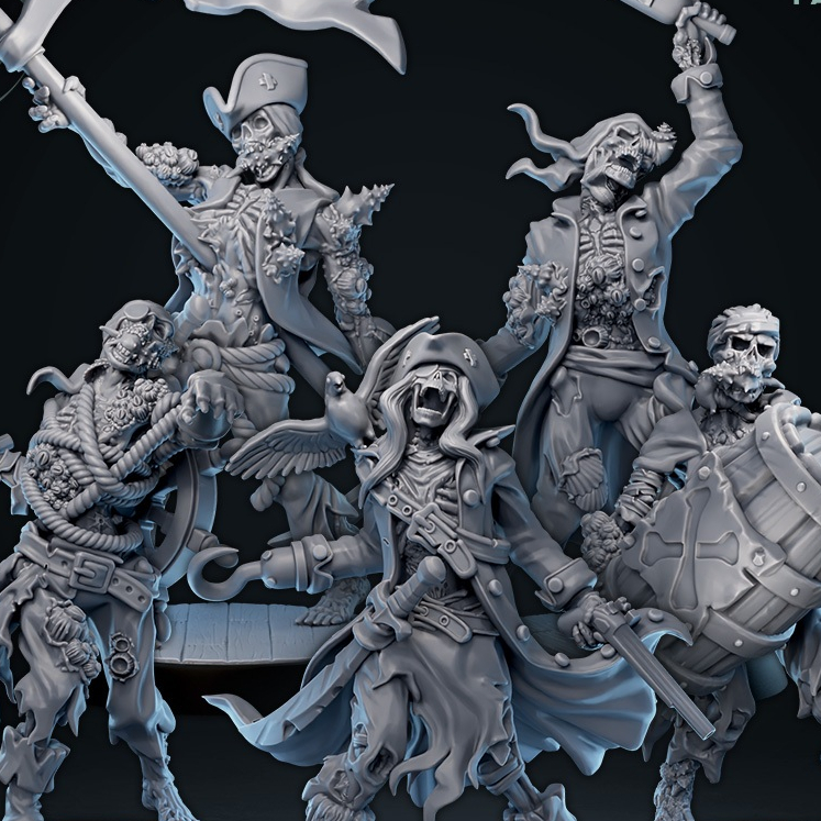 KIT Tripulação Amaldiçoada do Abismo – Piratas Sem Voz RPG - resina impressão 3D
