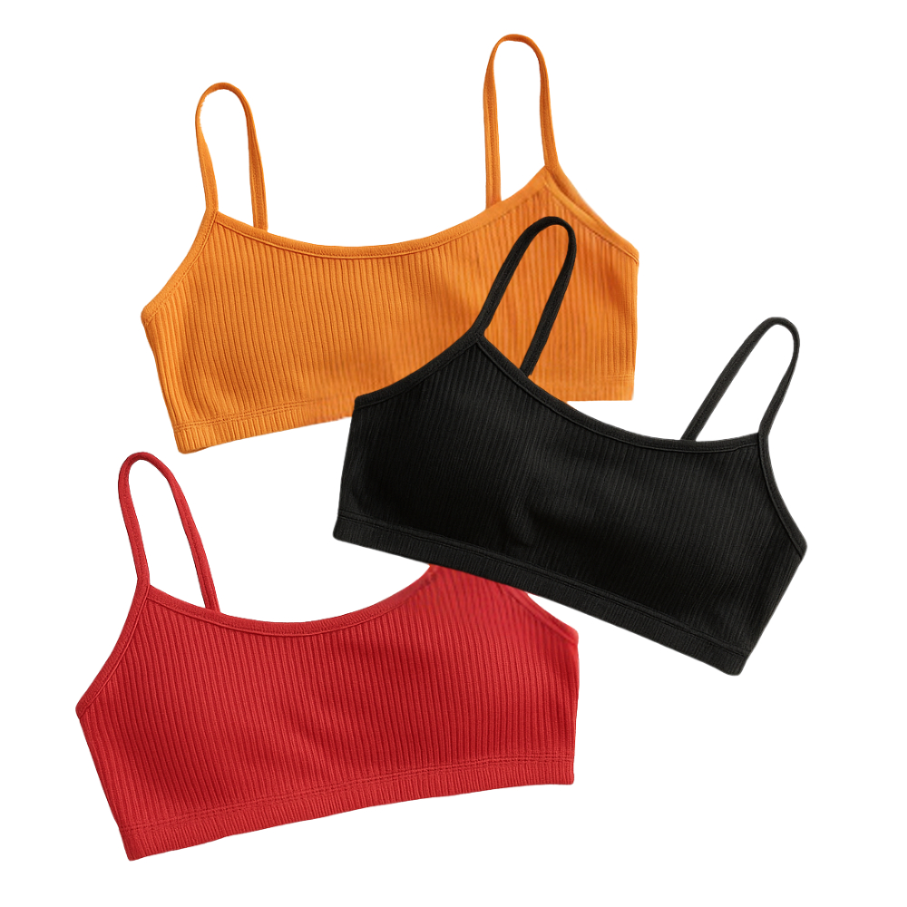 Kit 3 Top Alcinha Canelado Suede Sem Bojo Verão Esportes Lazer Diversas Lindas Cores