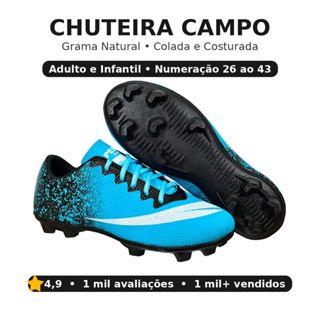 Chuteira Campo Perflex Grama Natural Colada Costurada 26-43 em Oferta na Shopee