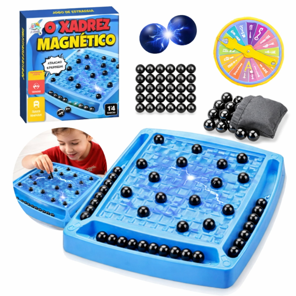 Tabuleiro Magnetico Jogo Xadrez Brinquedo Ima Educativo Dama