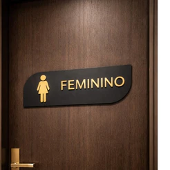 Placa Sinalização Banheiro Masculino / Feminino Acrílico MDF + Acrilico