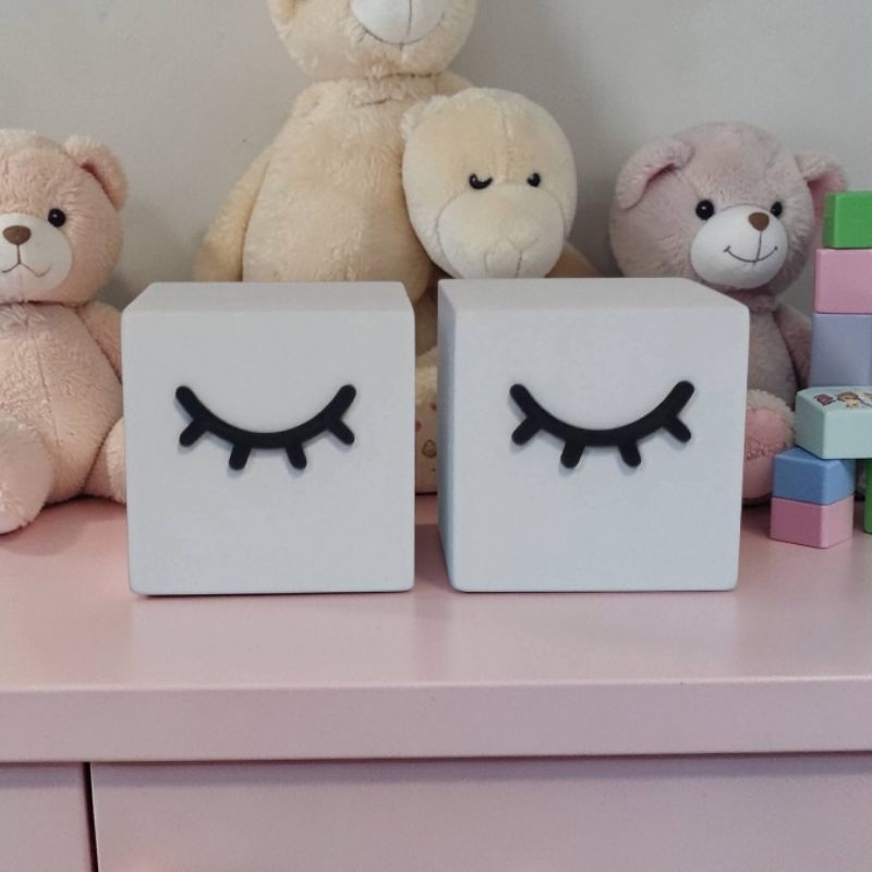 Decoração cubos cílios enfeite de mdf adorno de festa e quarto infantil