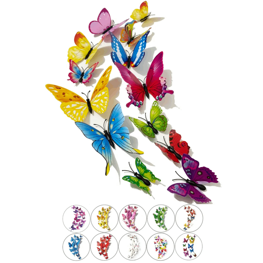 Borboletas 3D Decorativas Kit Casa Jardim Enfeites Festas Escolha a Cor