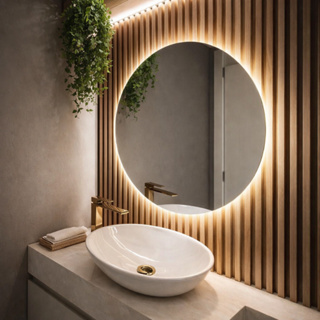 Espelho com LED Redondo Orgânico Parede Bateria ou Fonte Bivolt 110q220V Com Suporte Quarto Banheiro em Oferta na Shopee