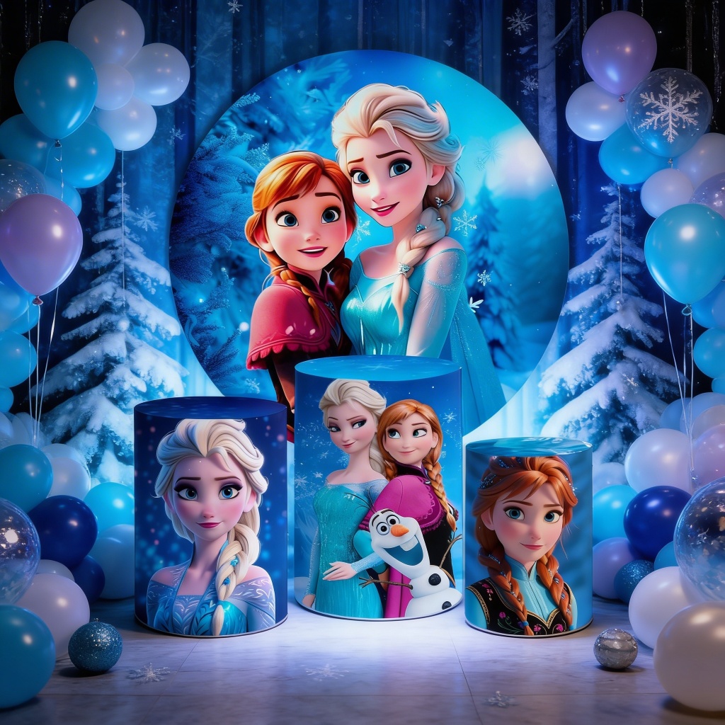 Kit Trio Capa de Cilindro Capa de Painel Princesas do Gelo