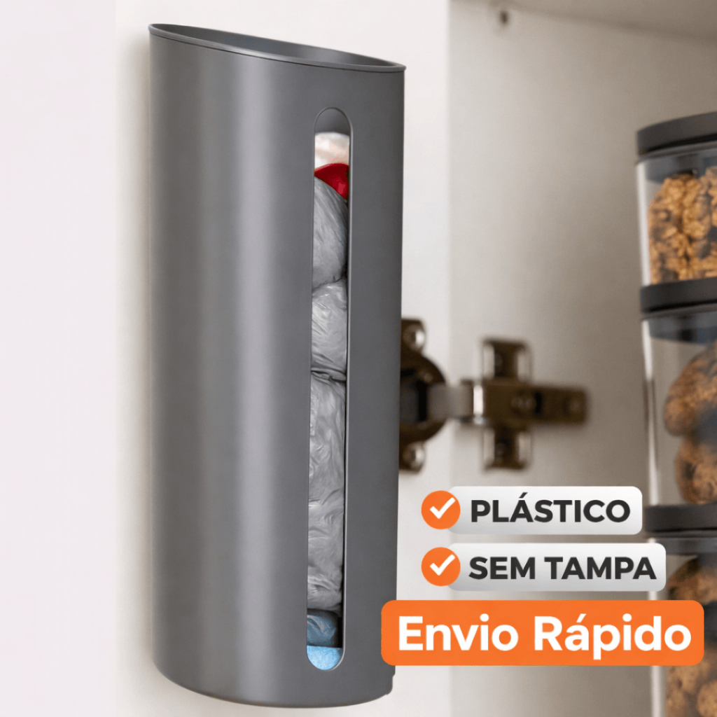 Porta Sacola Cinza Dispenser de Parede Puxa Saco Envio Rápido