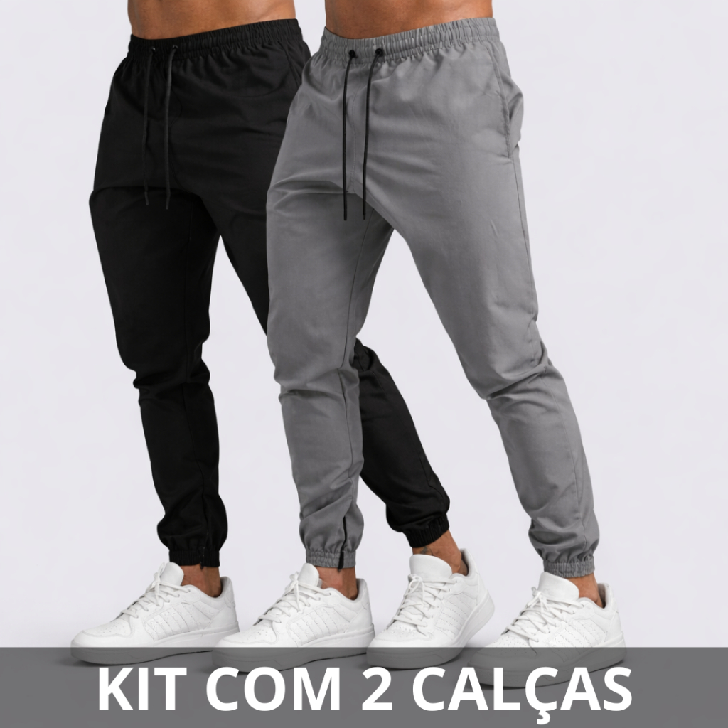 Kit 2 calça jogger masculina tactel com elastano academia trabalho dia dia