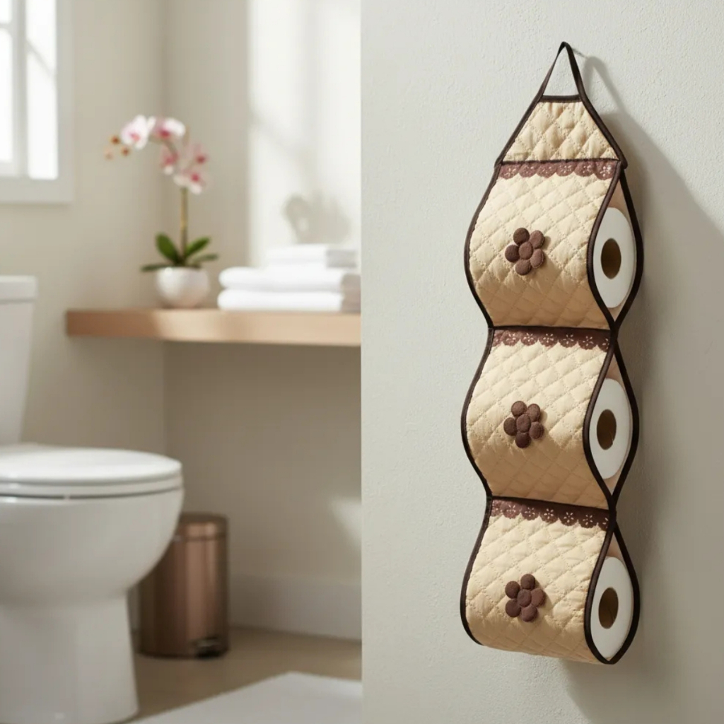 1 Porta De Papel Higiênico Matelado Avulso P/ 3 Rolos + 1 Brinde