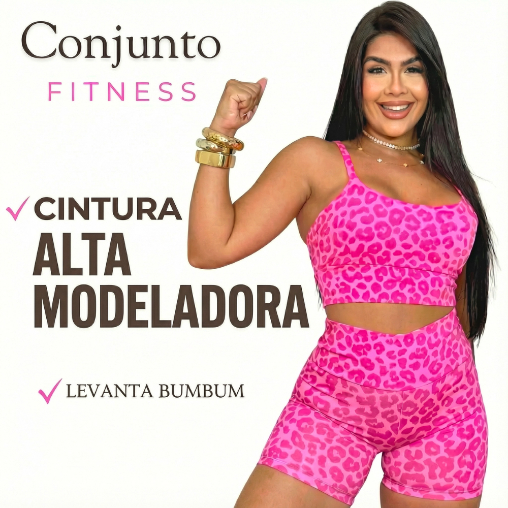 Conjunto Academia Top e Short Cintura Alta Em Suplex