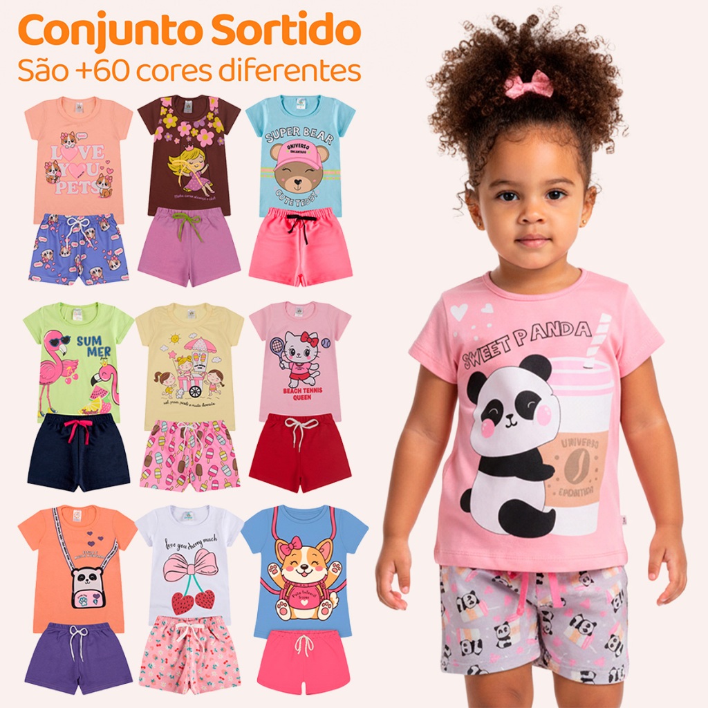 Kit Bebe 20 Peças De Roupas Menina Infantil - 10 Conjuntos de verão - 10 Blusas 