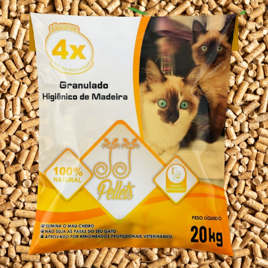 Granulado Madeira Higiênico Biodegradável Pellets de Pinus Areia para Gato SACO 20 KG