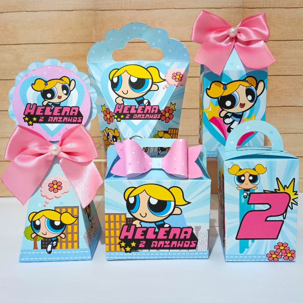 Kit Festa LINDINHA Meninas Super Poderosas– Caixinhas Personalizadas Pegue e Monte | Lembrancinhas Aniversário