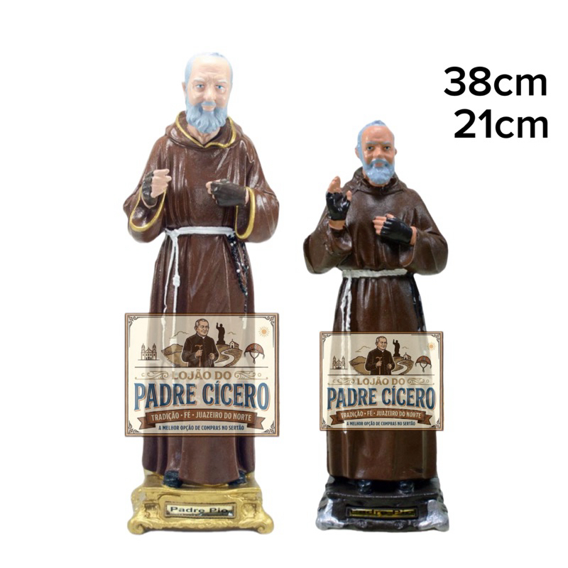Imagem Padre Pio 38cm e 20cm inquebrável borracha