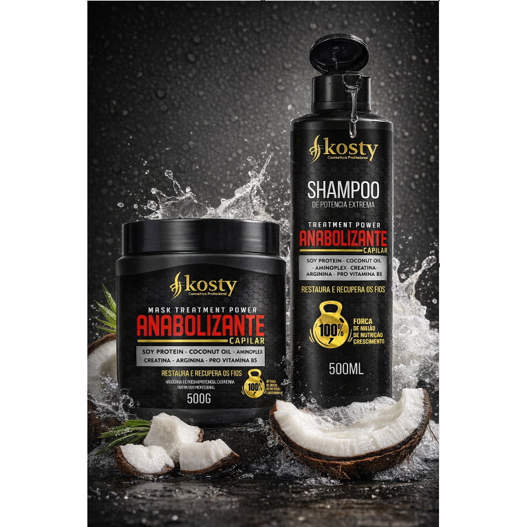 kit anabolizante capilar shampoo 500ml e mascara 1kg new liss hair Crescimento Acelerado